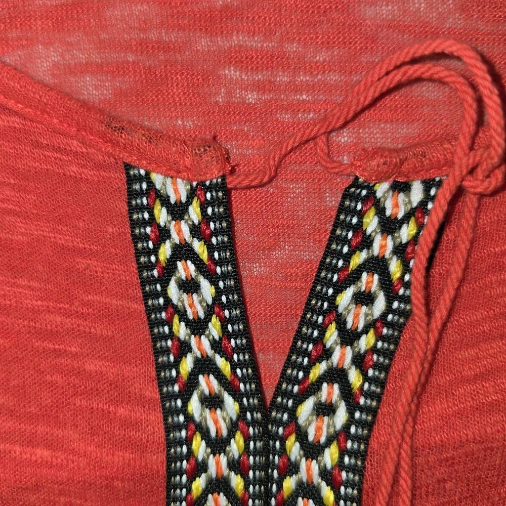 Cato Orange Short Sleeve V Neck Embroidered Top Size XL - Picture 6 of 7